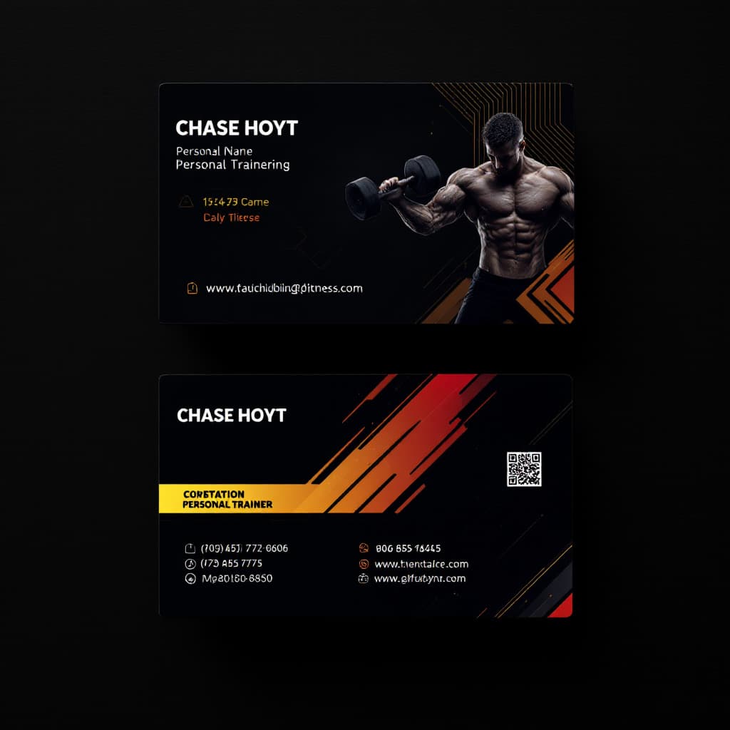 AI generated: Create a business card for a personal trainer named Chase hoyt with a fitness related theme
