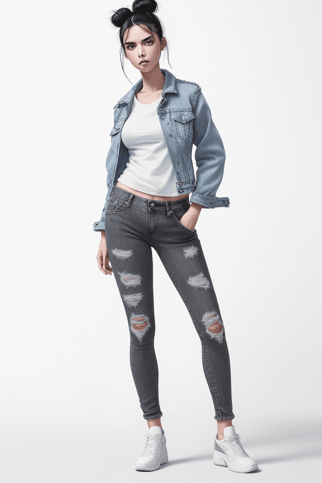AI generated: masterpiece, best quality, ((pure white background)), standing, black hair bun,cold face, full body,...