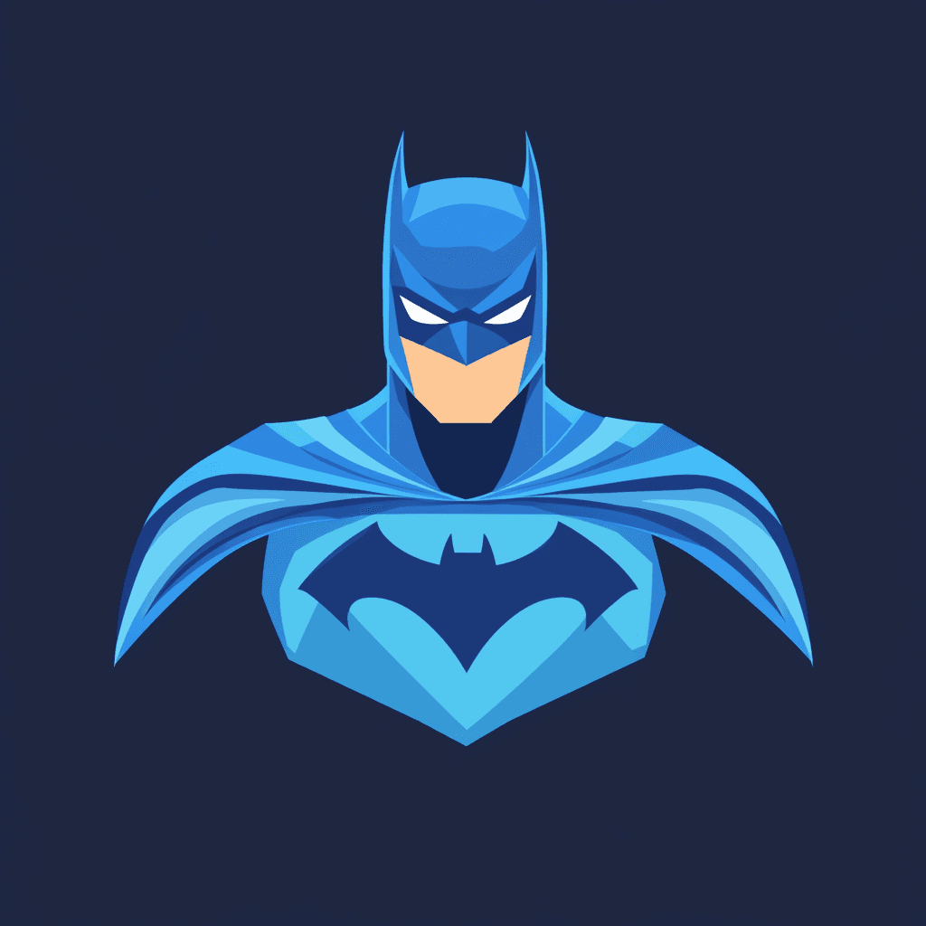 AI generated: flat vector simple colourful blue tones geometric simple superhero logo design