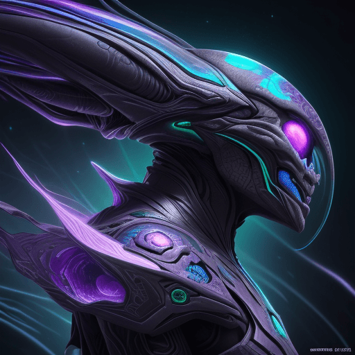 AI generated: Futuristic creature out of other dimention, galaxy background unreal, different dimension, alien, ai...
