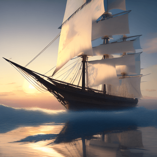 AI generated: Photo of a ultra realistic sailing ship, dramatic light, pale sunrise, cinematic lighting, battered,...