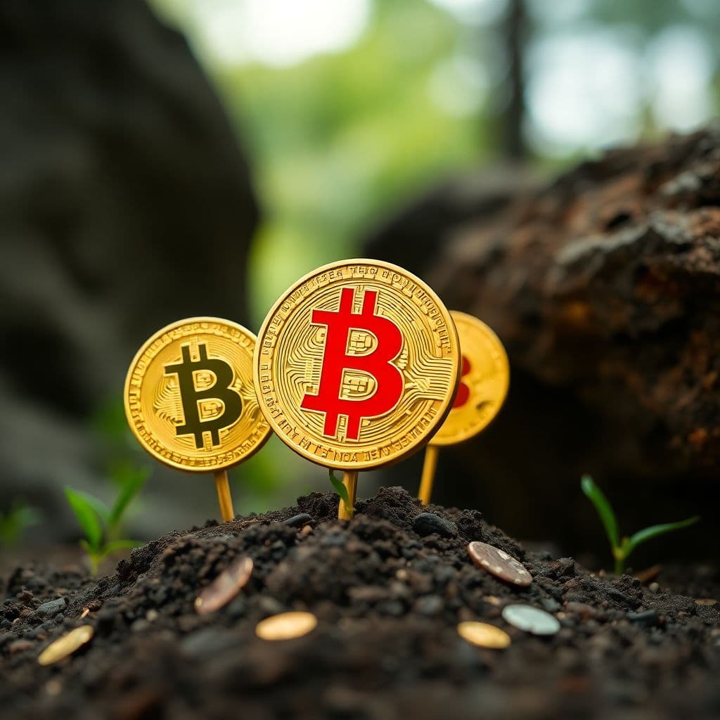 AI generated: Bitcoins popping up out of the ground