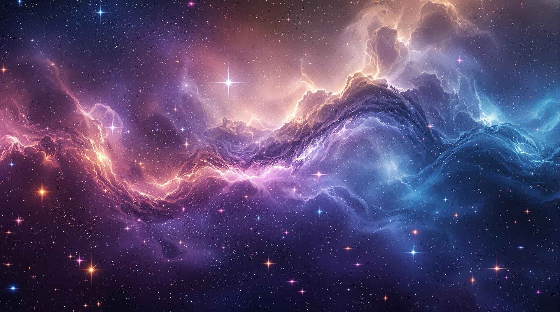 AI generated:  nebula with gaz and stars,in a waterfall landscape shape in a close view the gaz,stars and dust res...