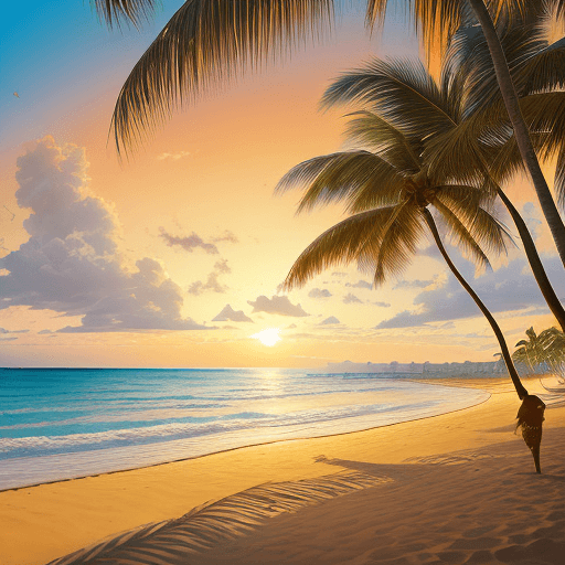 AI generated: A paradisiac Hawaiian beach where nature's serenity harmonizes with the transient human presence. 
T...