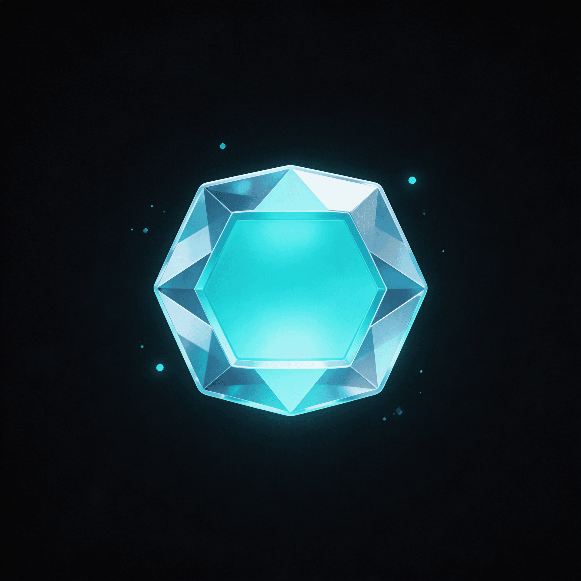 AI generated: small crystal token icon, faceted gem shape with inner glow cyan #00D4FF, 
subtle light refraction e...