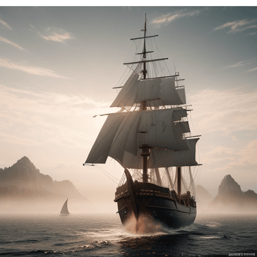 AI generated: Photo of a ultra realistic sailing ship, dramatic light, pale sunrise, cinematic lighting, battered,...