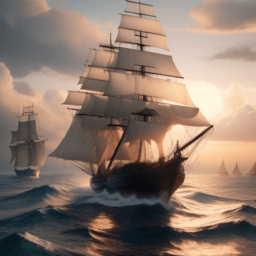 AI generated: Photo of a ultra realistic sailing ship, dramatic light, pale sunrise, cinematic lighting, battered,...