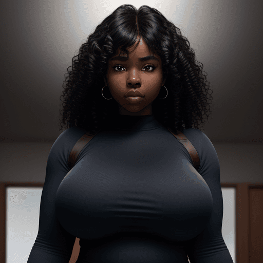 AI generated: A black woman aged 19, 1girl, solo, curvy, athletic build, dark-skinned, huge breasts, tall, wearing...