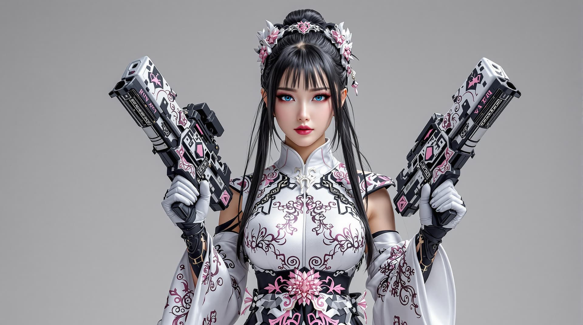 AI generated: A full body photo shot of a beautiful and breathtaking image of a ((genshin-Impact-🔫)) (woman) wear...
