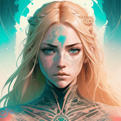 AI generated: strong warrior princess| with blonde hair, green eyes, symmetrical eyes, beautiful face, centered| k...