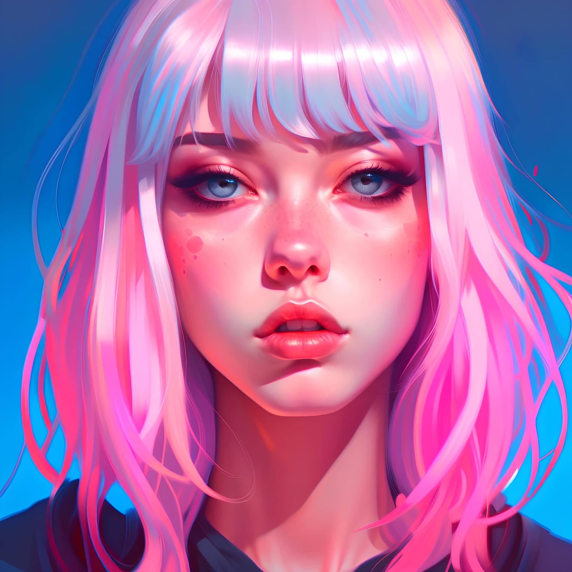 AI generated: a drawing of a woman with white hair, a digital painting, inspired by Yanjun Cheng, tumblr, aestheti...