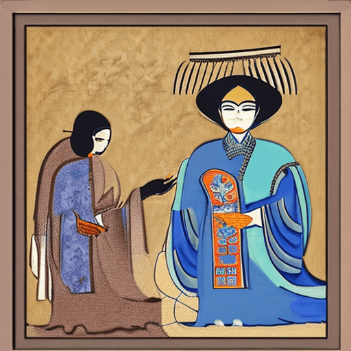 AI generated: Create an image in the style of Dunhuang art, specifically focusing on the elegant and graceful Dunh...