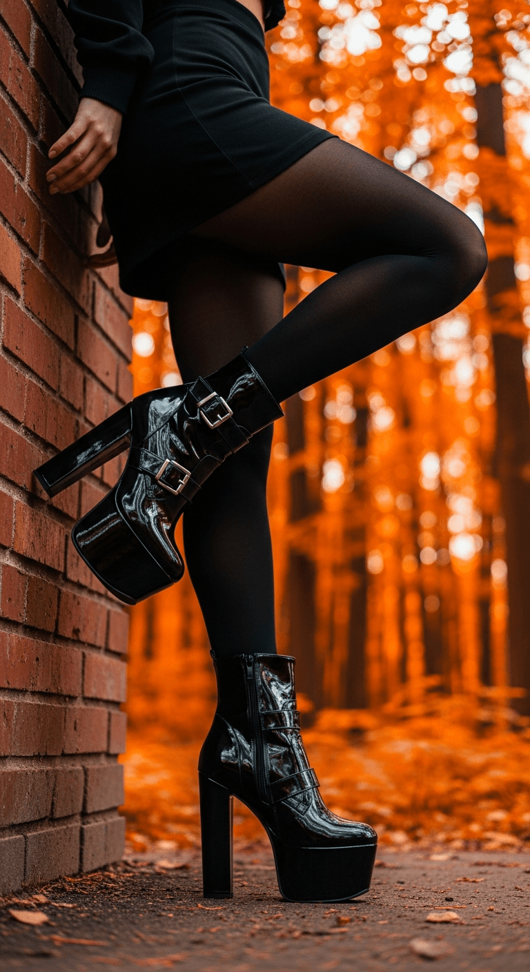 AI generated: A high-resolution fashion photography shot focusing on a person's legs from the waist down. The pers...