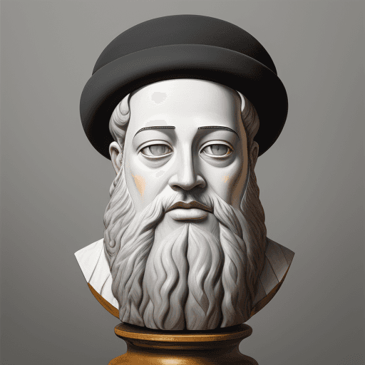AI generated: oil painting in the style of Daniel Hughes with bold brush strokes, showing a sculpture head of Luba...