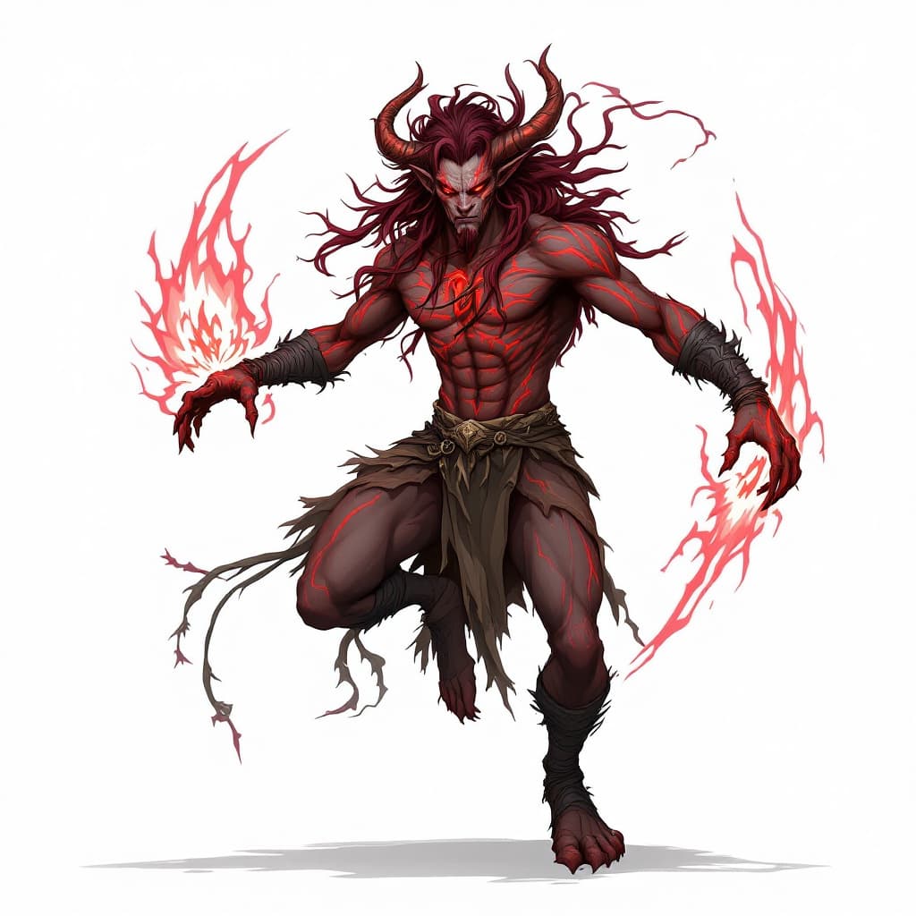 AI generated: Tiefling Druid Crimson
