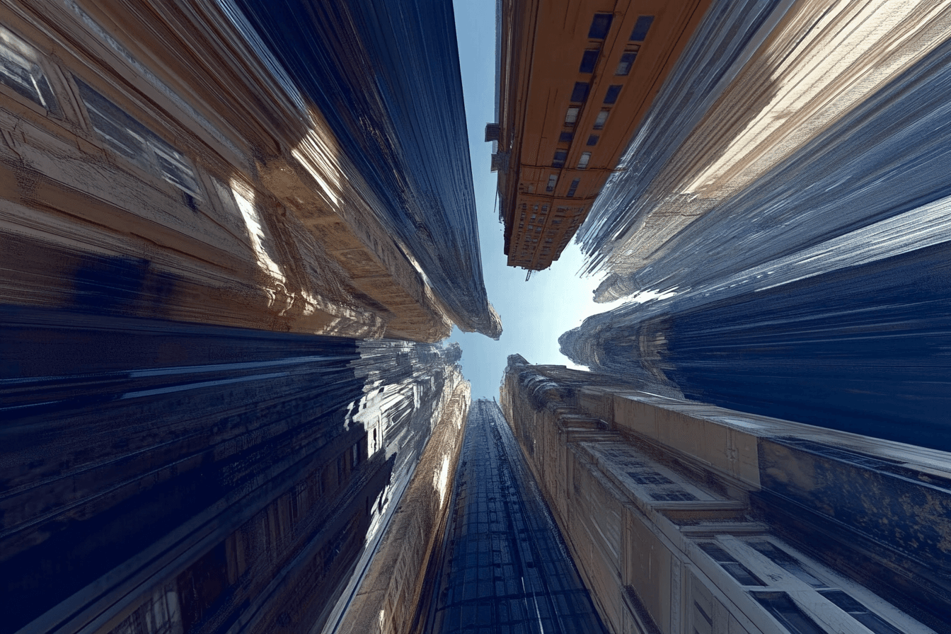 AI generated: A vast landscape twisted by an unknown force, reality bending and distorting--skyscrapers stretching...