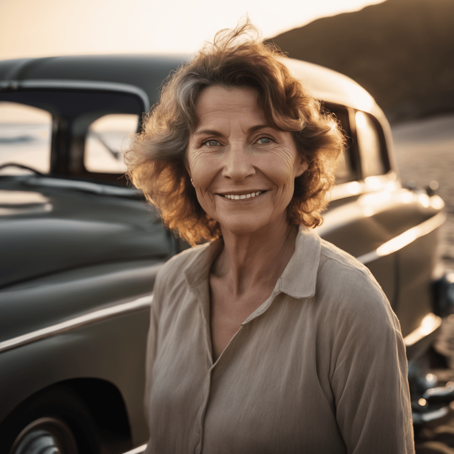 AI generated: pictorialist photo of a middle-aged woman with fair skin and a friendly smile, captivating eyes, sta...