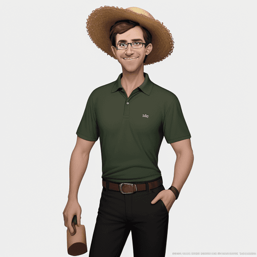 AI generated: A men, holding a cell phone, full body standing, wering black pants e brown boot, without beard, whi...