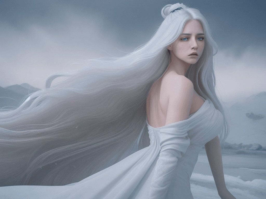 AI generated: a breathtaking portrait of a woman with an aura of mystique, set against a backdrop of intense drama...
