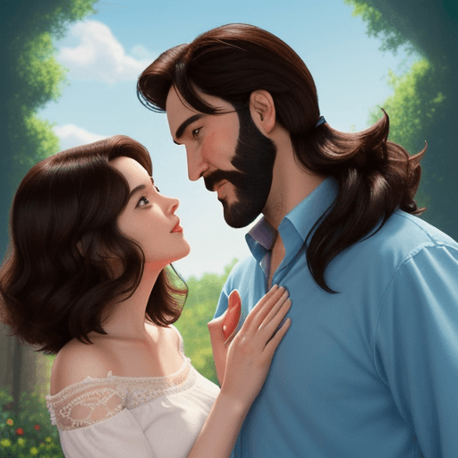AI generated: disney pixar movie cover of an  movie, title is "ONE LOVE" , cartoon couple in love with a man with ...