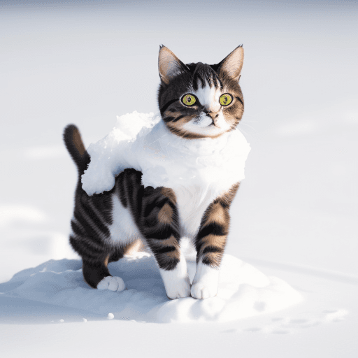 AI generated: A cat on snow
