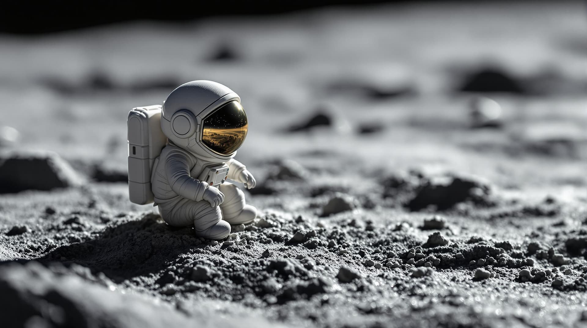 AI generated: a tiny astronaut hatching from an egg on the moon