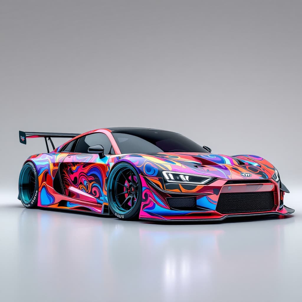 AI generated: most hyper ((((sora.chatgpt use carretro tuning mod supercharger  colors  tribal vinil body  Mod  st...