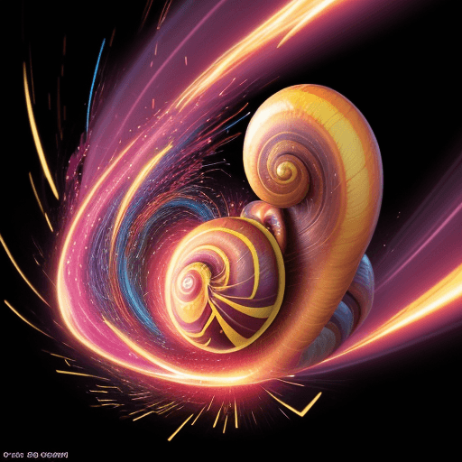 AI generated: a dynamic fusion of a snail and The Flash from DC Studios, captured with high-speed photography tech...