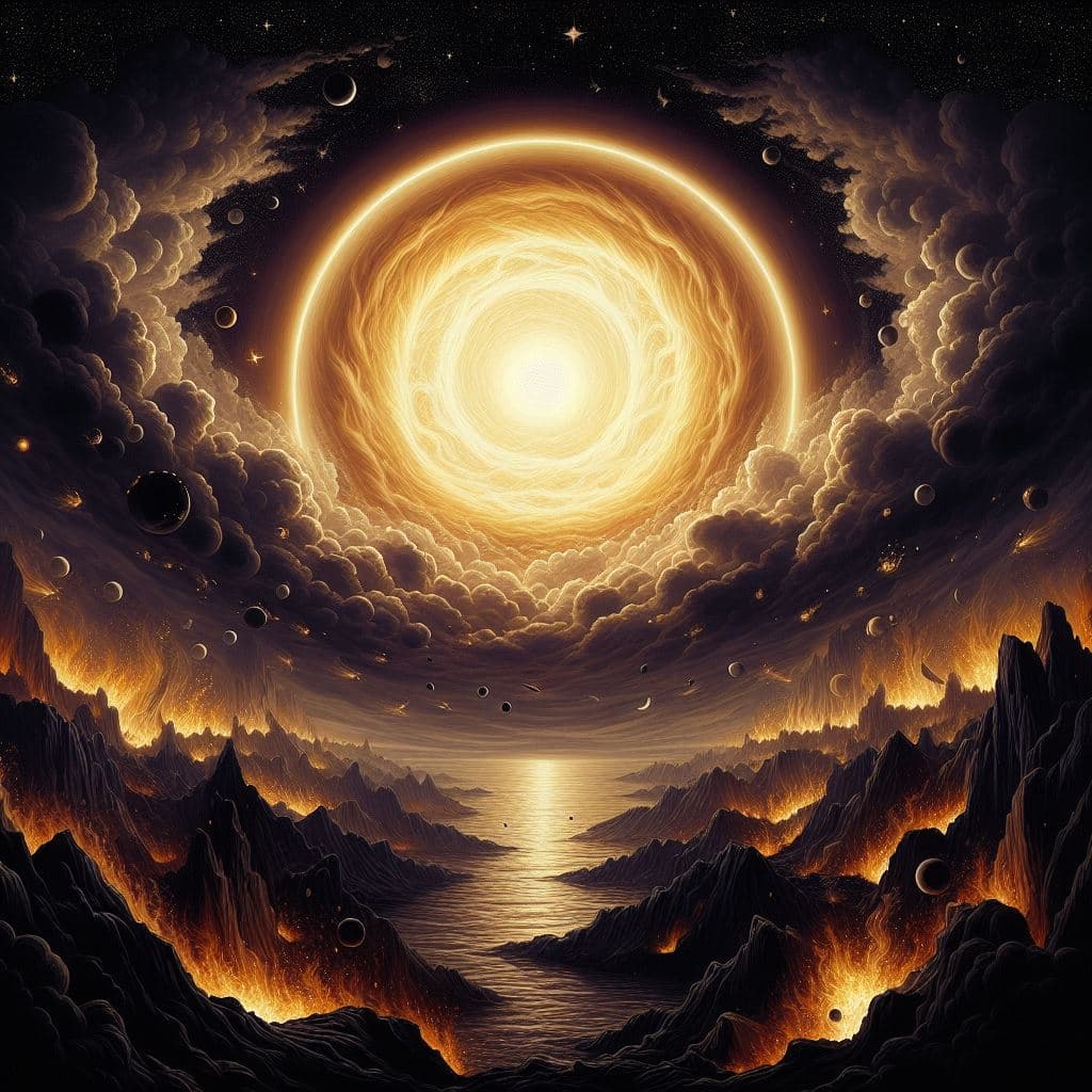 AI generated: When the sun will be rolled up like a scroll