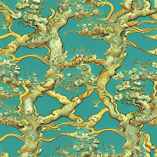 AI generated: seamless pattern, van gogh cypresses