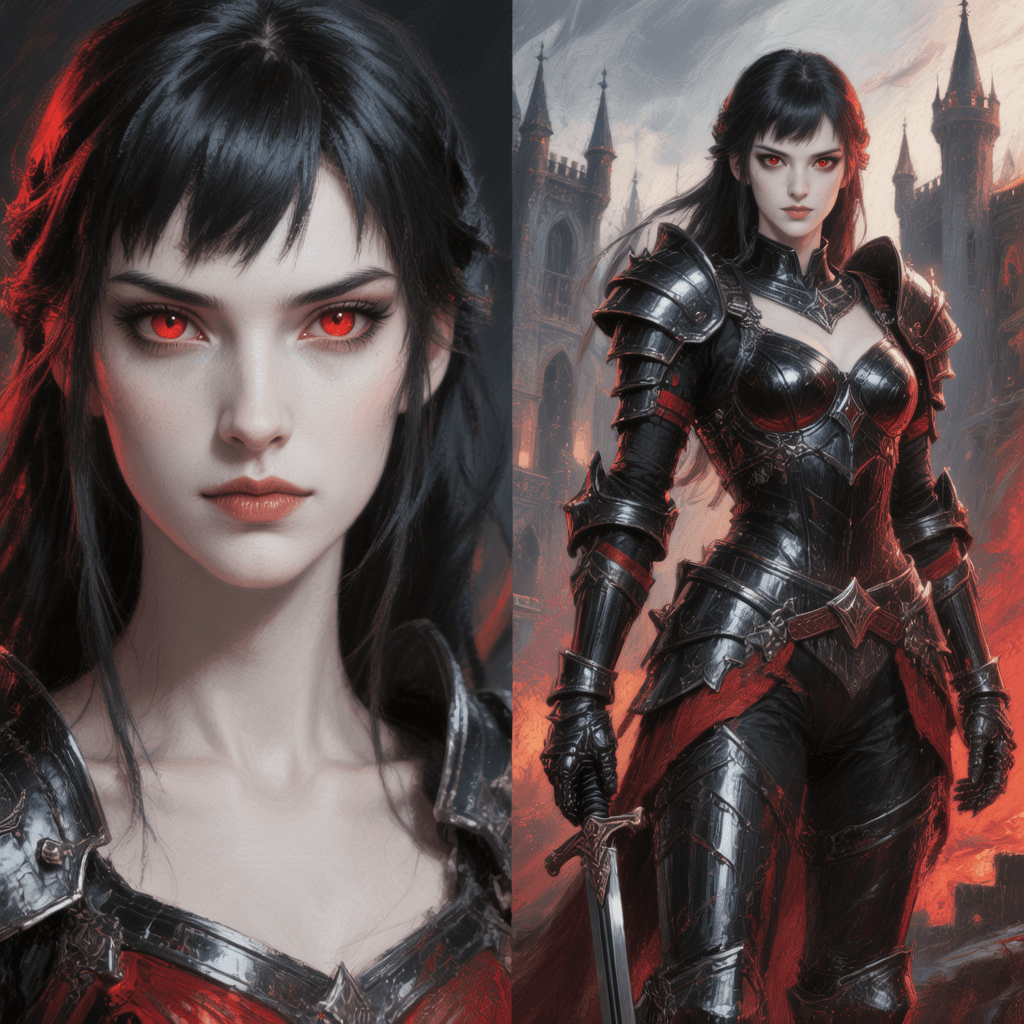 AI generated: (masterpiece, best quality, highres)

A split-screen diptych layout featuring Morgan of Valor from S...