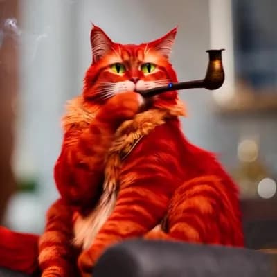 AI generated video: red cat is smoking a pipe, in real time. the camera is stationary. ––All in real‑time, high‑energy t...