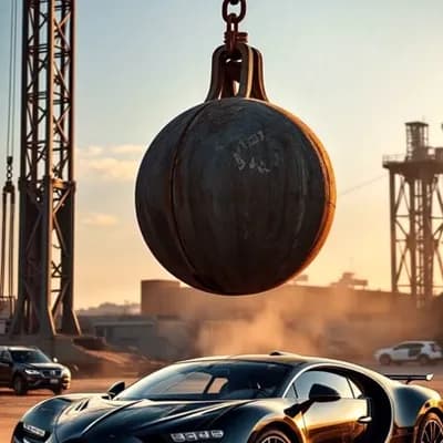 AI generated video: the hanging object is falling down quickly and car is still position