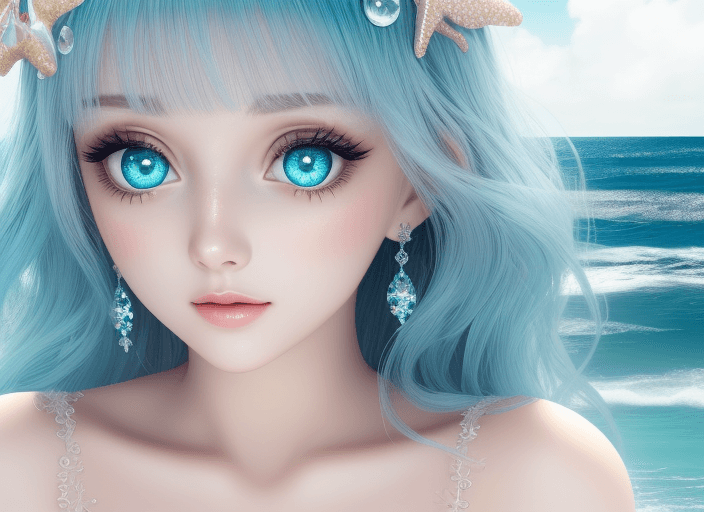 AI generated: Beautiful sparkly ocean eyes 