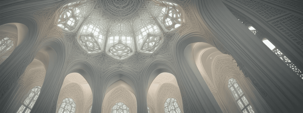 AI generated:  Hexagonal architecture, intricate detail, photorealistic, realistic light, wide angle, kinkfolk pho...