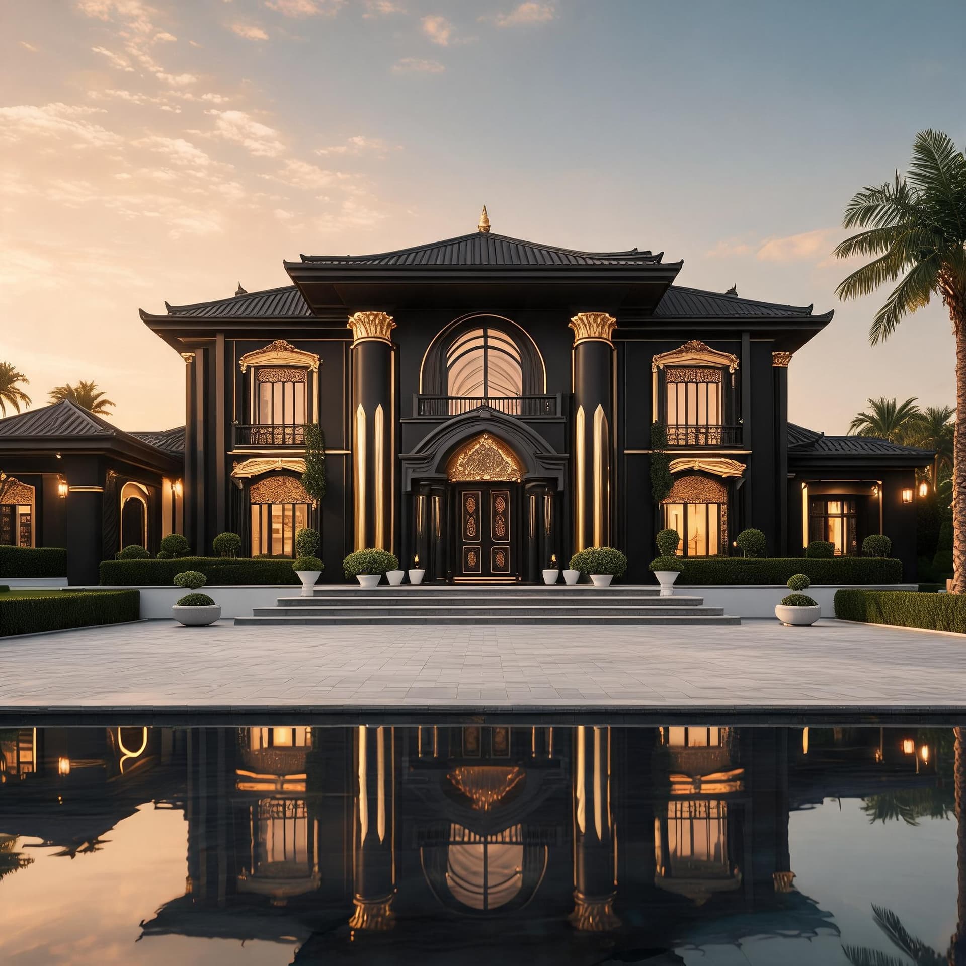 AI generated: Ultra-realistic architectural visualization of a contemporary luxury home, inspired by modern mansio...