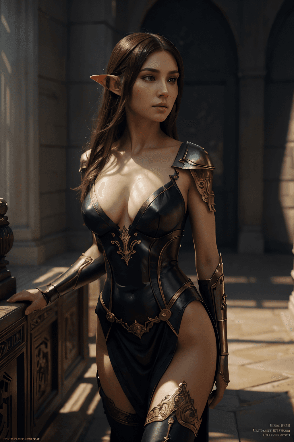 AI generated: female elf, intricate, elegant, highly detailed, digital painting, artstation, concept art, smooth, ...