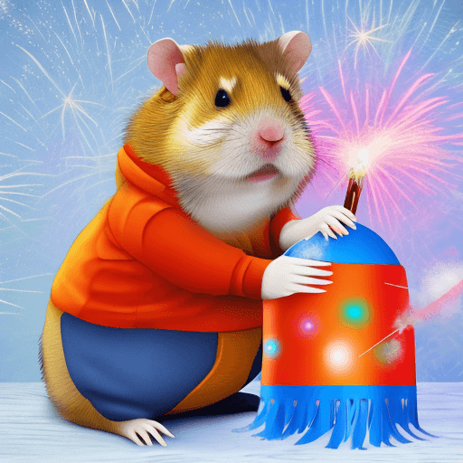 AI generated: photo of a cute fat hamster with fireworks and ski-jacket