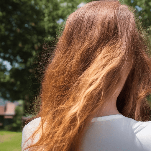 AI generated: Portrait of a beautiful lady, with a long natural color hair, view from back, in a summer outside, h...