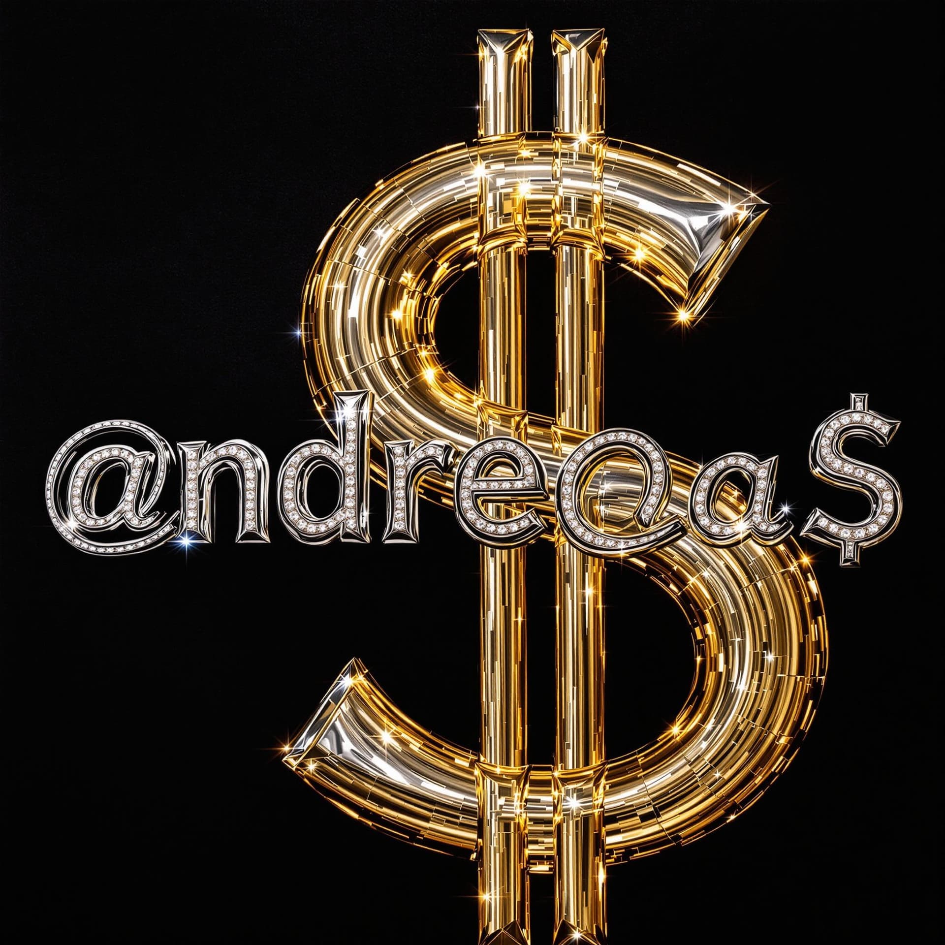 AI generated: A striking hyperrealistic oil painting depicting the name "Andreas" styled as an acronym "@ndr€@$", ...