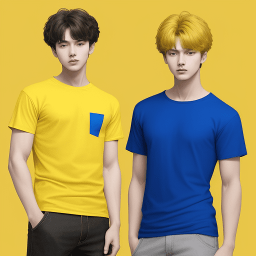 AI generated: yellow. blue and red  t-shirts