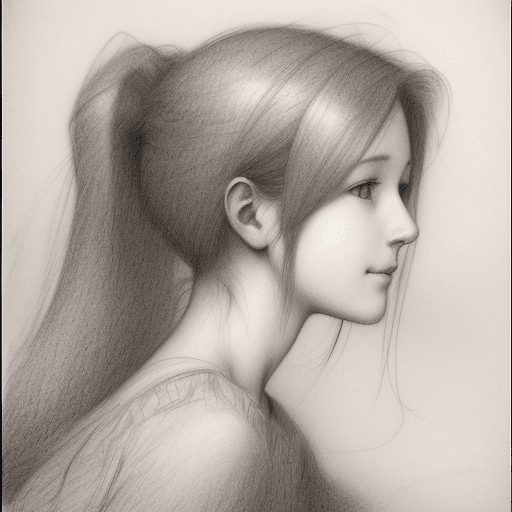 AI generated: graphite pencil drawing by Odilon Redon, sketch portrait of a woman, side angle, absolutely gorgeous...