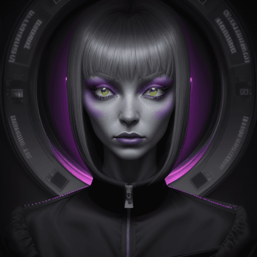 AI generated: Breathtaking , Vibrant colors , velvet poster style , Portrait of Grey Alien in a jumpsuit, gloomy i...