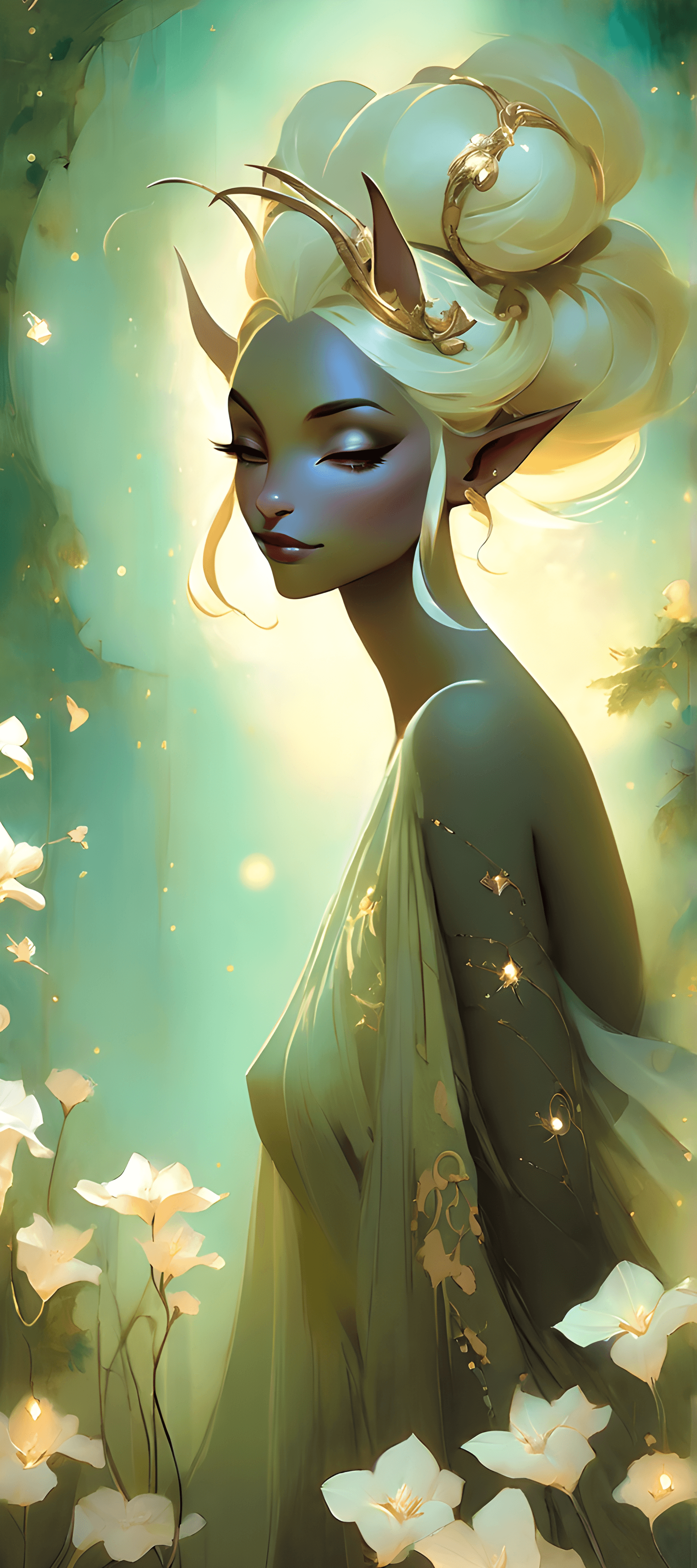 AI generated: A wanderer from the celestial dimensions Soraka, Darkness graces every curve, Elegance in gloom. Div...