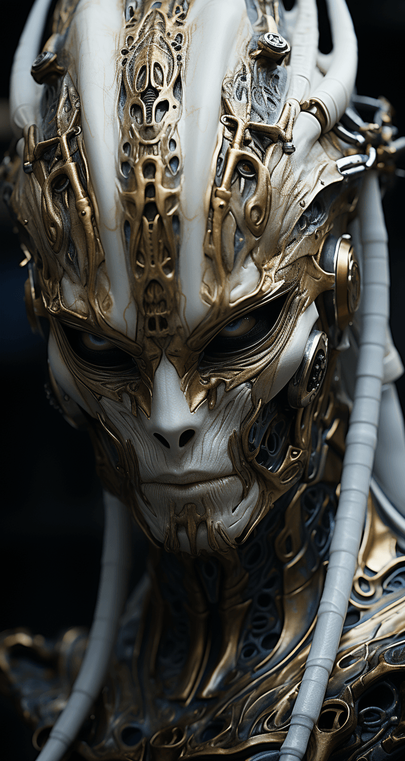 AI generated: alien, fierce and threatening, highly detailed and realistic --ar 68:128 --stylize 750 --v 5.2