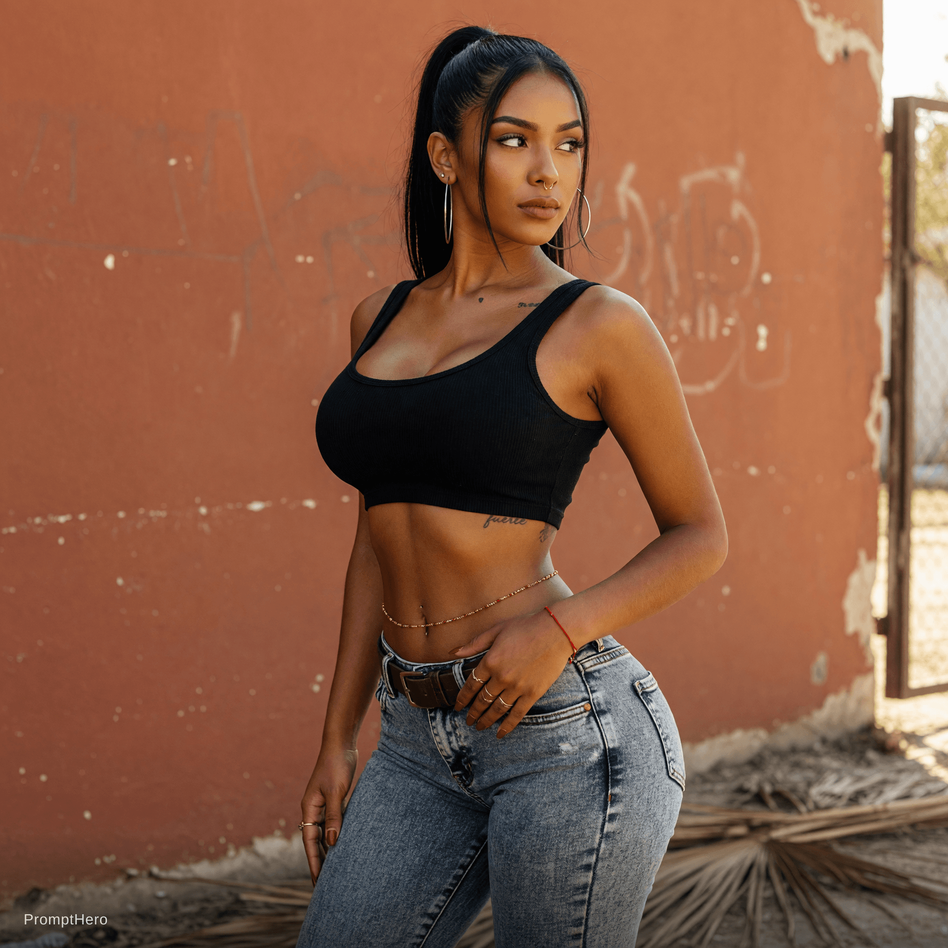 AI generated: skinny latina with big butt and big boobs