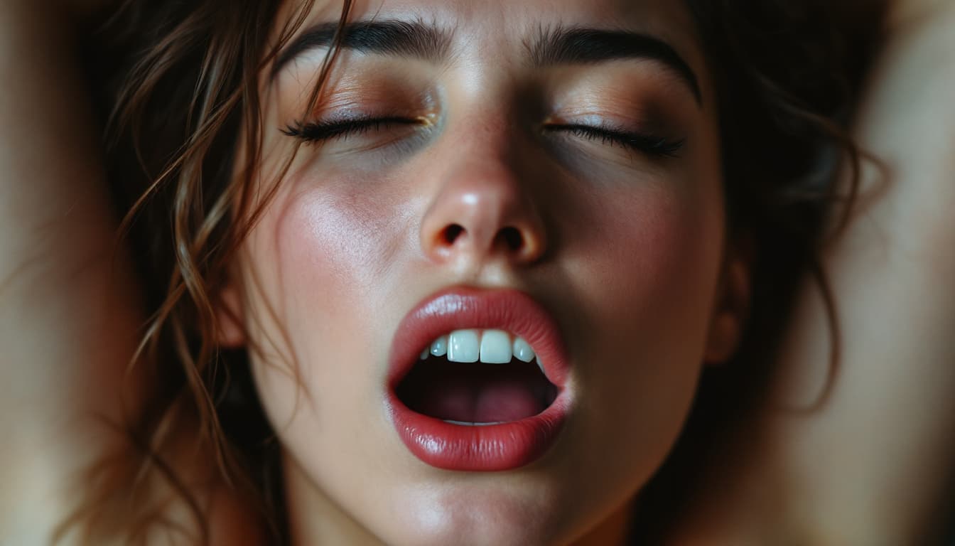 AI generated: Hyper-realistic erotic photography, extreme close-up of the face and upper body only.
Beautiful coll...