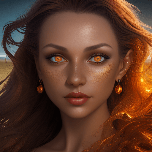 AI generated: close-up photo of a woman, in the style of igor zenin, dark amber and gold, beach portraits, ultra-r...