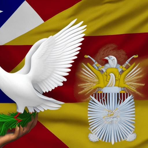 AI generated:  a waving flag of colombia, white dove, 4k realistic image