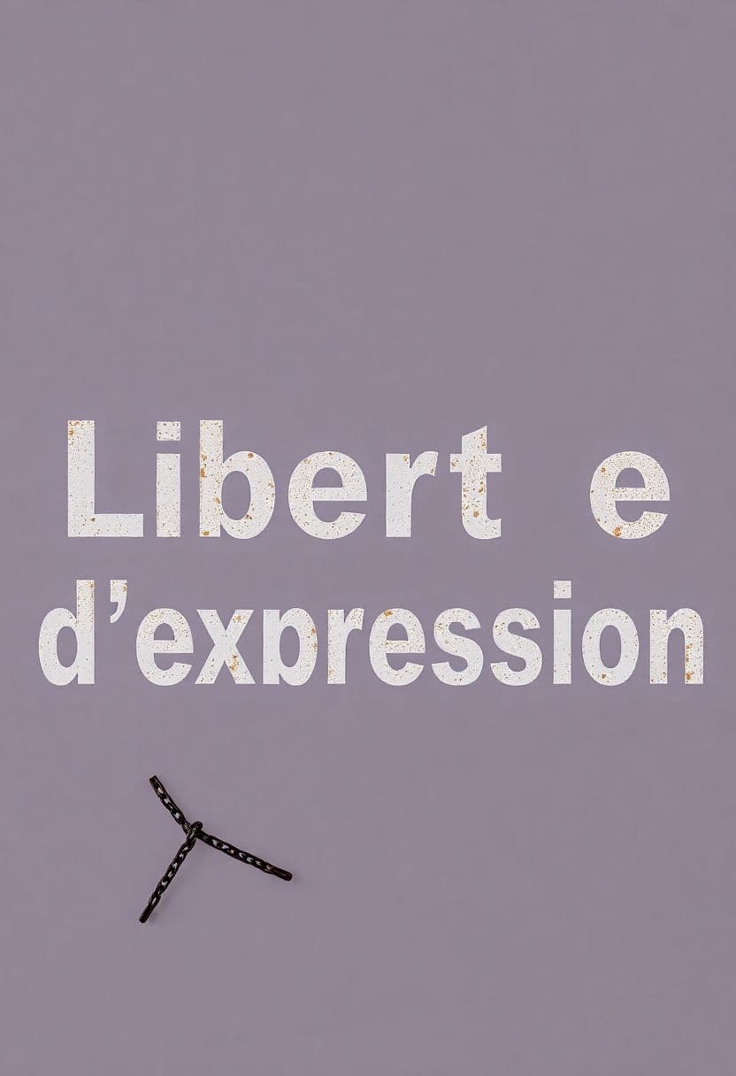 AI generated: Create photo of two words written in French  " Liberté 
d’ expression " the two words are written in...